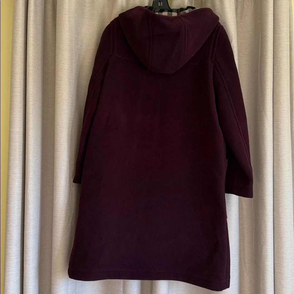 Burberry, Belfield Women’s Wine Red Merino Wool Hooded Overcoat, US 8 - Picture 4 of 12